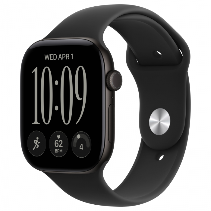 Apple Watch 12 46mm, Black Aluminum, Black Sport Band, M/L