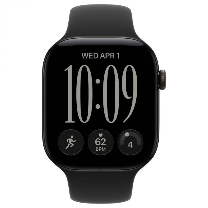 Apple Watch 12 46mm, Black Aluminum, Black Sport Band, M/L
