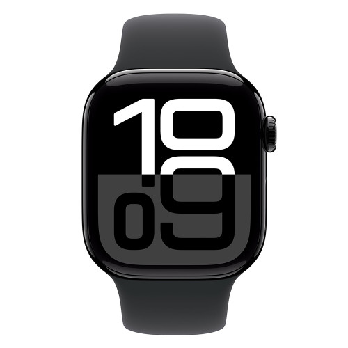 Apple Watch 10 42mm, Aluminum Jet Black, Ремешок Black Sport Band, размер S/M