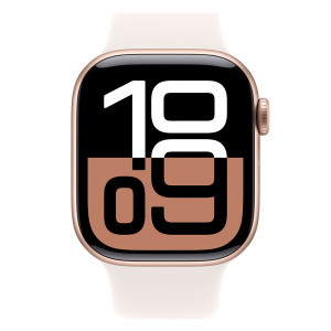 Apple Watch 10 46mm, Aluminum Rose Gold, Ремешок Light Blush Sport Band, размер M/L