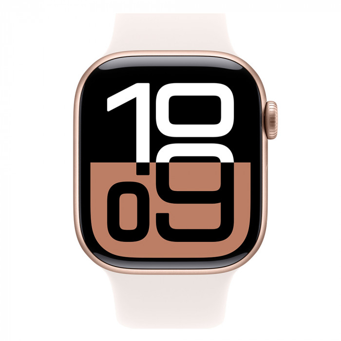 Apple Watch 10 42mm, Aluminum Rose Gold, Ремешок Light Blush Sport Band, размер S/M