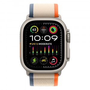 Apple Watch Ultra 2 49mm Titanium Trail Loop, Orange/Beige M/L