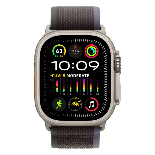Apple Watch Ultra 2 49mm Titanium Trail Loop, Blue/Black M/L