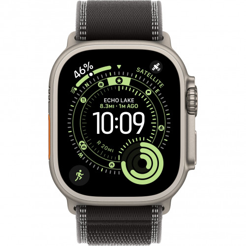 Apple Watch Ultra 3 49mm, Natural Titanium, Trail Loop Black/Charcoal, M/L