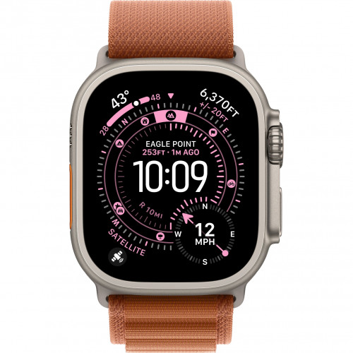 Apple Watch Ultra 3 49mm, Natural Titanium, Alpine Loop Terra Cotta, L