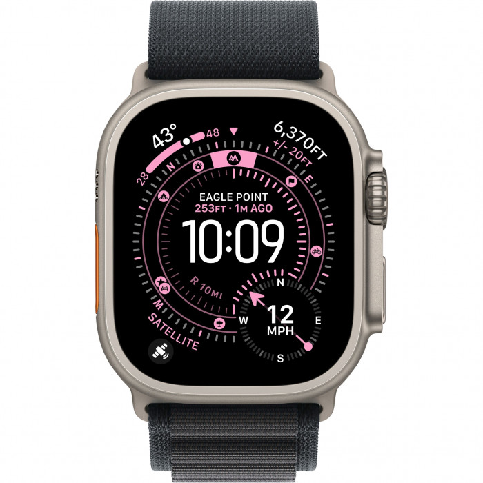 Apple Watch Ultra 3 49mm, Natural Titanium, Alpine Loop Black, S
