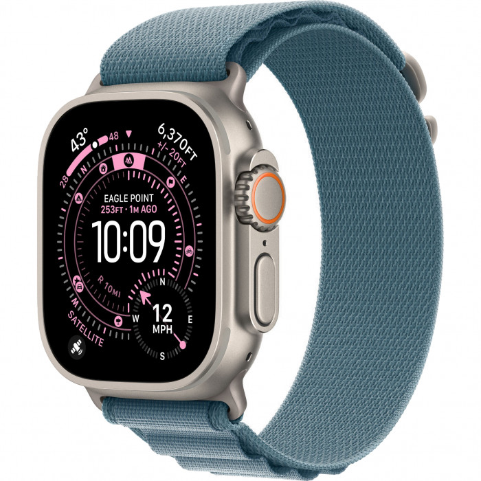 Apple Watch Ultra 3 49mm, Natural Titanium, Alpine Loop Light Blue, S