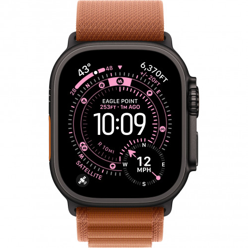 Apple Watch Ultra 3 49mm, Black Titanium, Alpine Loop Terra Cotta, L