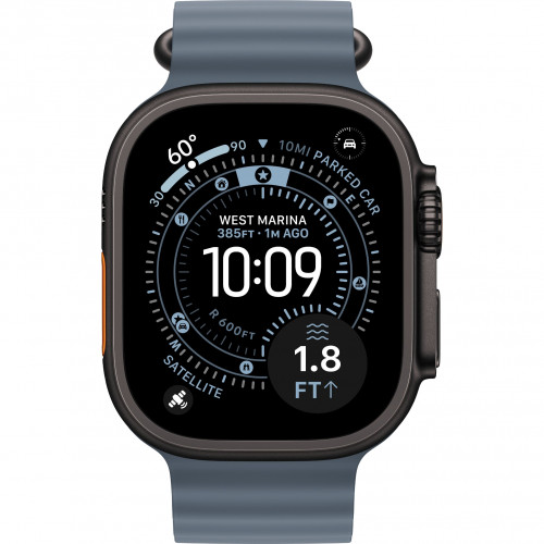 Apple Watch Ultra 3 49mm, Black Titanium, Ocean Band Anchor Blue