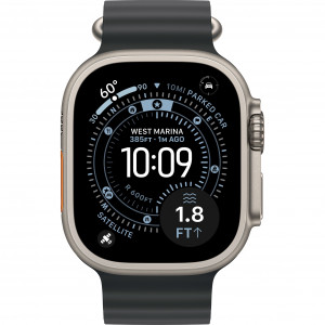 Apple Watch Ultra 3 49mm, Natural Titanium, Ocean Band Black
