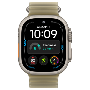 Apple Watch Ultra 4 49mm, Natural Titanium, Ocean Band Translucent Kelp