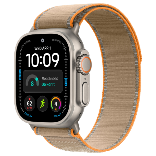 Apple Watch Ultra 4 49mm, Natural Titanium, Trail Loop Sand, S/M