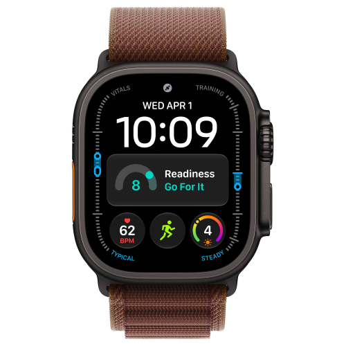 Apple Watch Ultra 4 49mm, Black Titanium, Alpine Loop Burgundy, L