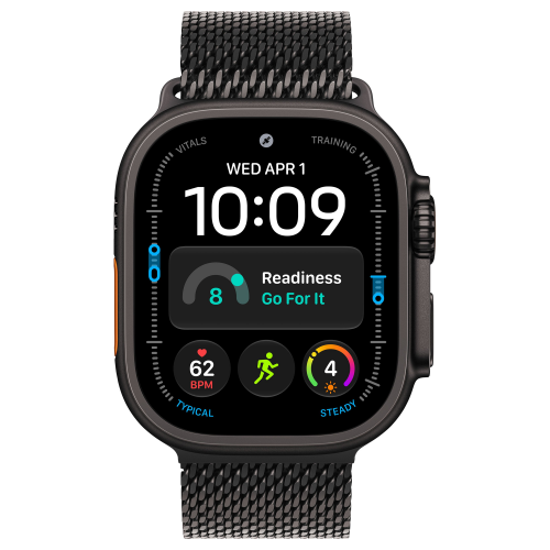 Apple Watch Ultra 4 49mm, Black Titanium, Titanium Milanese Loop, L