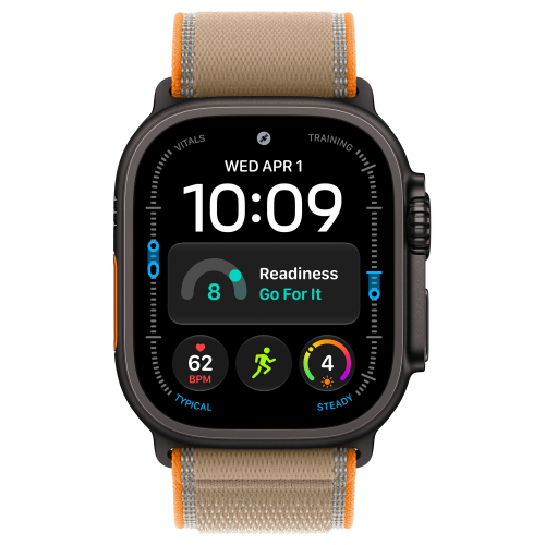 Apple Watch Ultra 4 49mm, Black Titanium, Trail Loop Sand, M/L
