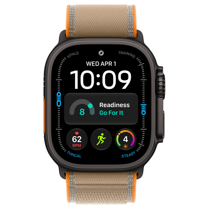 Apple Watch Ultra 4 49mm, Black Titanium, Trail Loop Sand, S/M