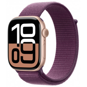 Apple Watch 10 42mm, Aluminium Rose Gold, Ремешок Plum Sport Loop