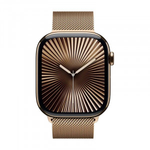 Apple Watch 10 46mm, Titanium Gold, Ремешок Gold Milanese Loop