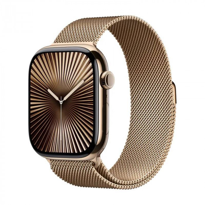 Apple Watch 10 46mm, Titanium Gold, Ремешок Gold Milanese Loop, размер M/L