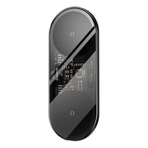 Беспроводное зарядное устройство Baseus 2in1 Digital LED Display 20w, Black