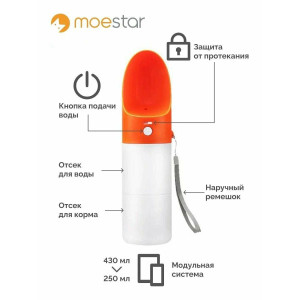 Поилка для собак Moestar Rocket Pet Portable Bottle, оранжевый