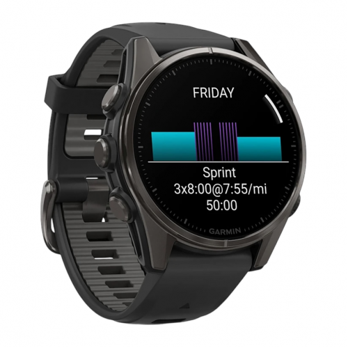 Умные часы Garmin Fenix 8 43mm, Черный, Ремешок серый
