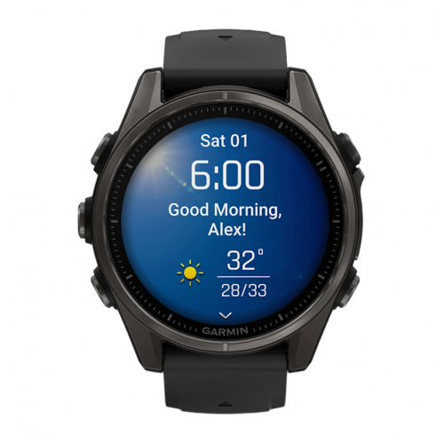 Умные часы Garmin Fenix 8 43mm, Черный, Ремешок серый
