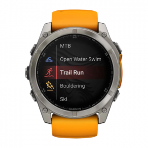 Умные часы Garmin Fenix 8 51mm Sapphire, Титановый серый, Ремешок оранжево-графитовый