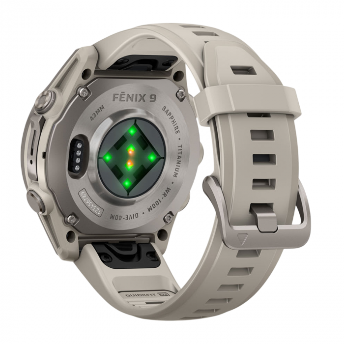 Умные часы Garmin Fenix 9 43mm, Туманно-серый, Ремешок черный