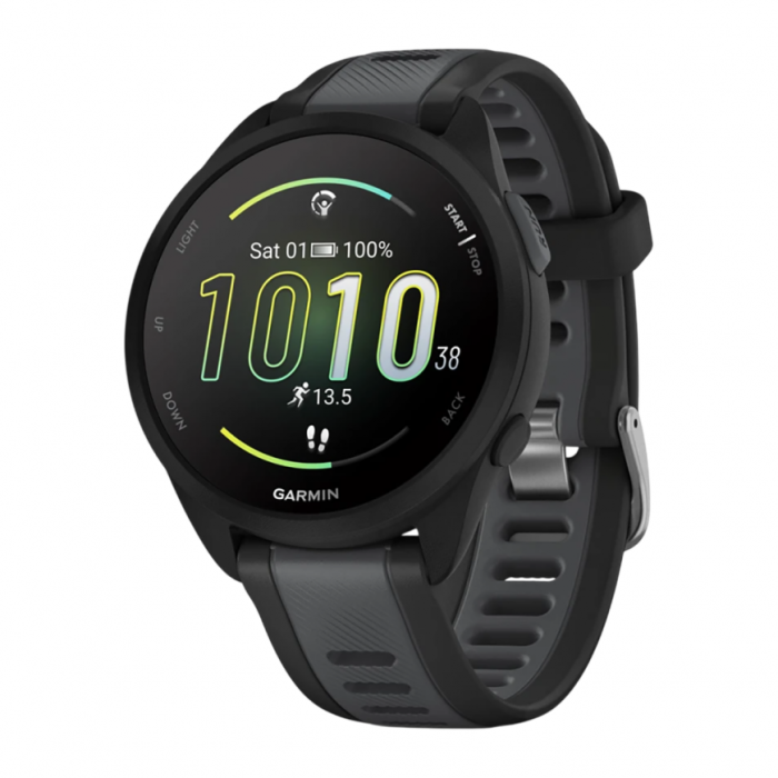 Умные часы Garmin Forerunner 165 Music Amoled, Черный, Ремешок черно-серый