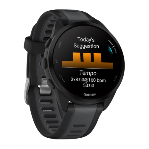 Умные часы Garmin Forerunner 165 Music Amoled, Черный, Ремешок черно-серый
