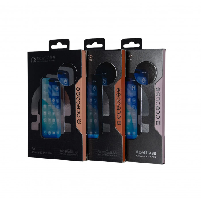 Защитное стекло AceCase AceGlass Антишпион для iPhone 17/16 Pro, ультратонкая рамка
